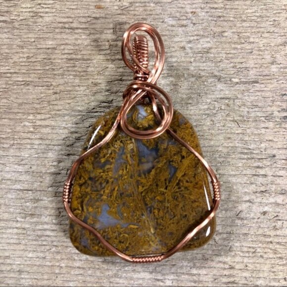 Fossilized Moss Agate Necklace Pendant - Picture 1 of 4